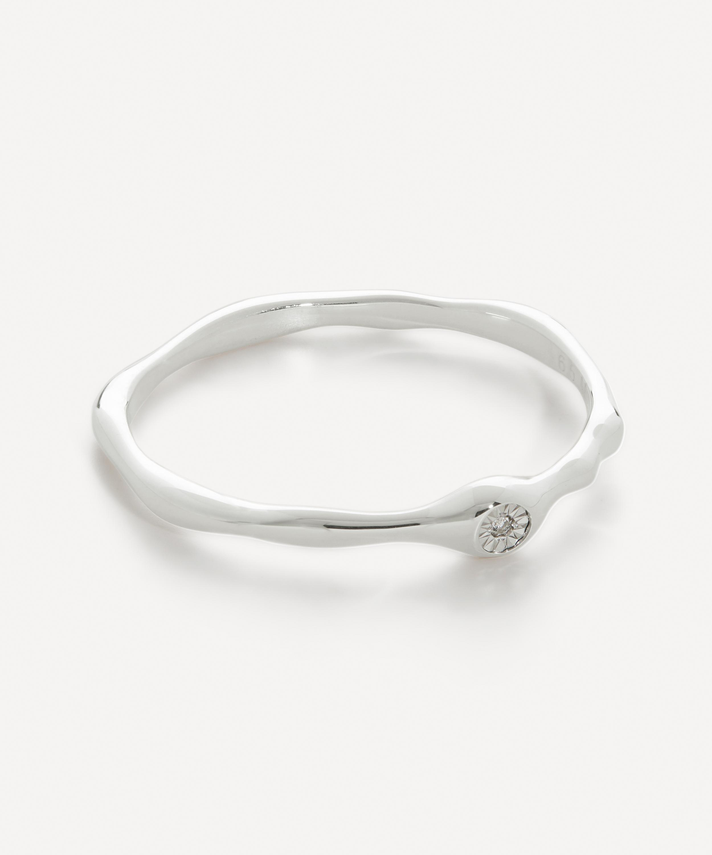 Monica Vinader - Sterling Silver Siren Mini Diamond Stacking Ring image number 0