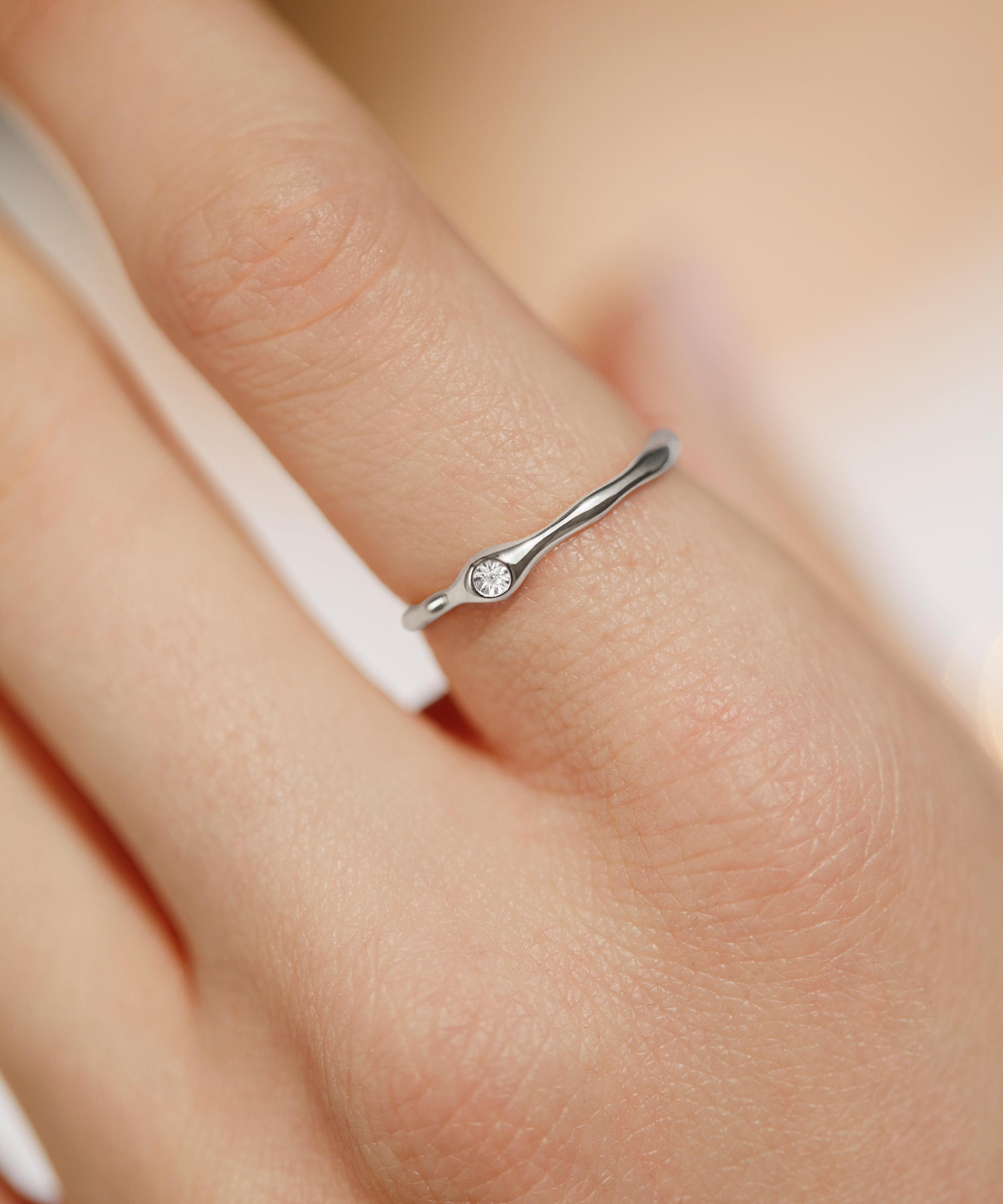 Silver diamond store stacking ring