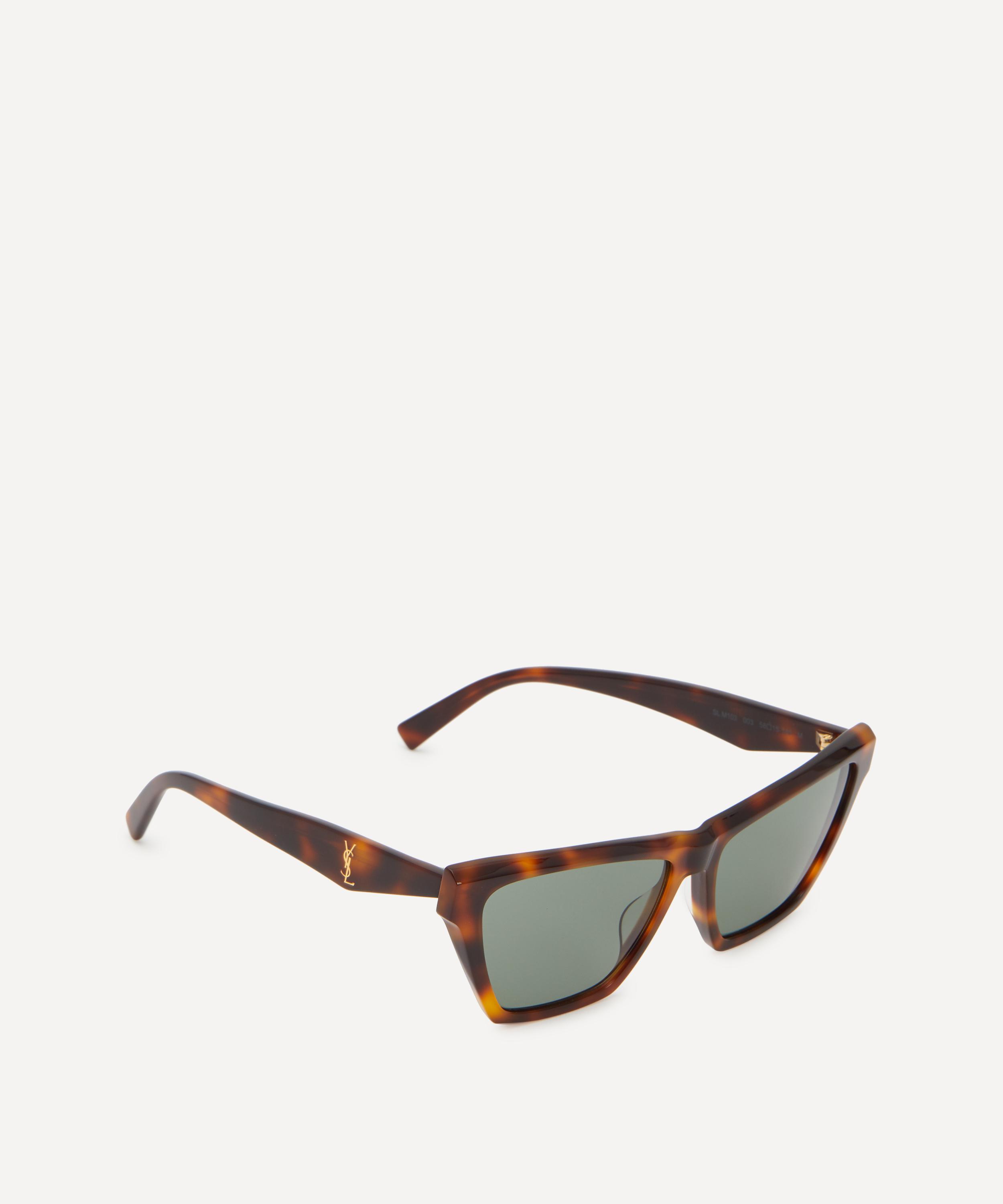Saint Laurent - Tortoiseshell Rectangular Cat-Eye Acetate Sunglasses image number 2