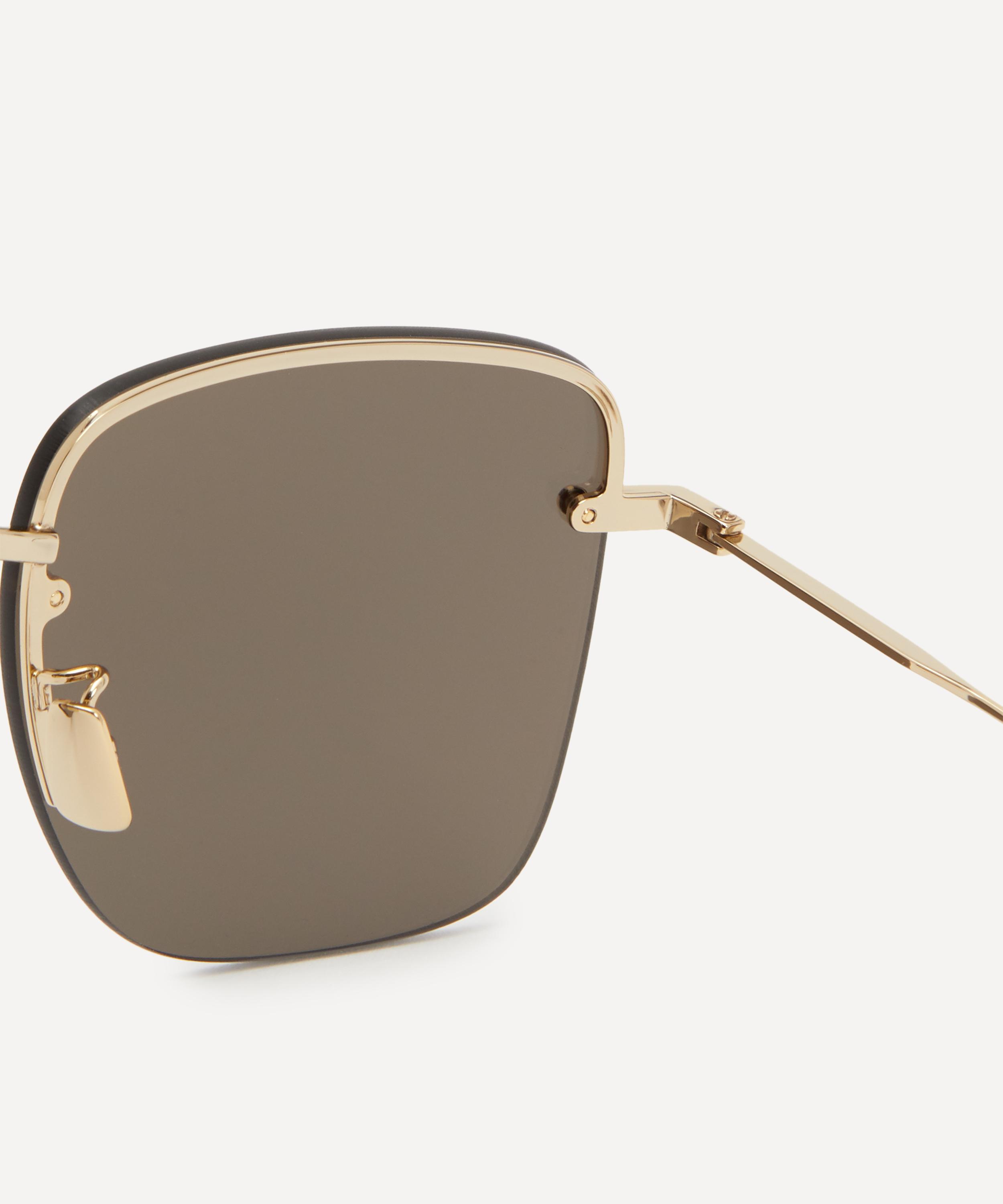  SAINT LAURENT Women's Square Metal Sunglasses, Gold Gold Brown,  One Size : Clothing, Shoes & Jewelry