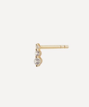 Otiumberg - 9ct Gold Three Stone White Sapphire Stud Earring image number 1