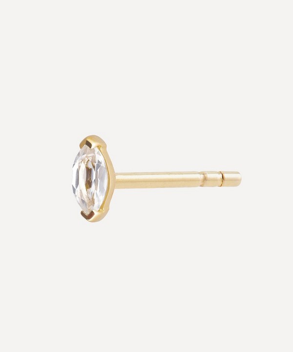 Otiumberg - Gold Plated Vermeil Silver White Topaz Marquise Stud Earring image number null