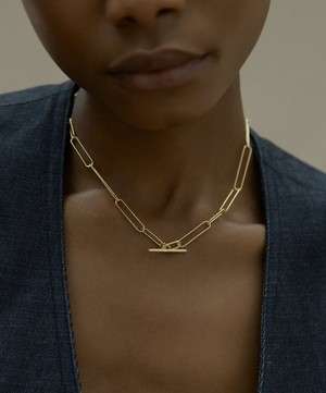 Otiumberg - Gold Plated Vermeil Silver Paperclip Link Chain Necklace image number 1