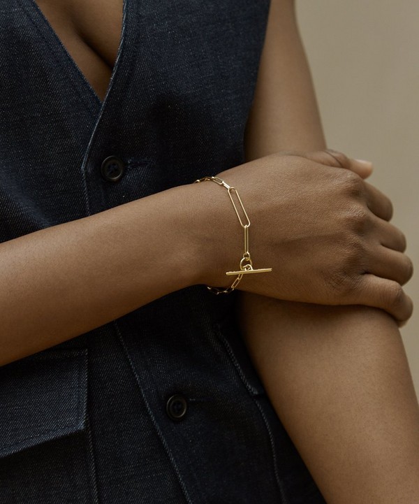 Otiumberg - Gold Plated Vermeil Silver Two Chain Paperclip Bracelet image number null