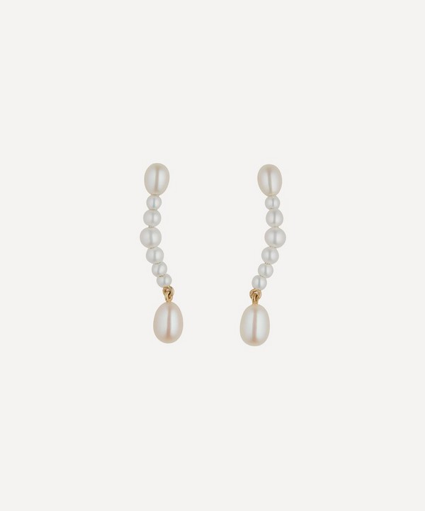Otiumberg - Gold Plated Vermeil Silver Pearl Drop Earrings image number null
