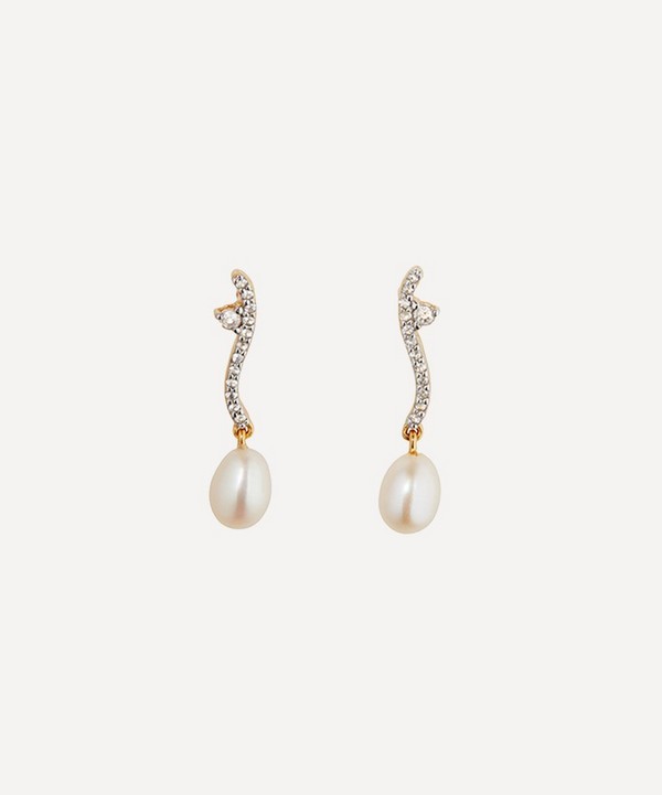 Otiumberg - Gold Plated Vermeil Silver Topaz And Pearl Drop Earrings image number null