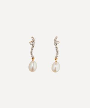 Gold Plated Vermeil Silver Topaz And Pearl Drop Earrings