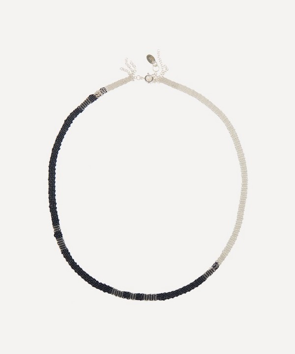 Stephanie Schneider - Oxidised Silver Two-Tone Woven Chain Necklace image number null