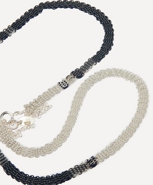 Stephanie Schneider - Oxidised Silver Two-Tone Woven Chain Necklace image number 2