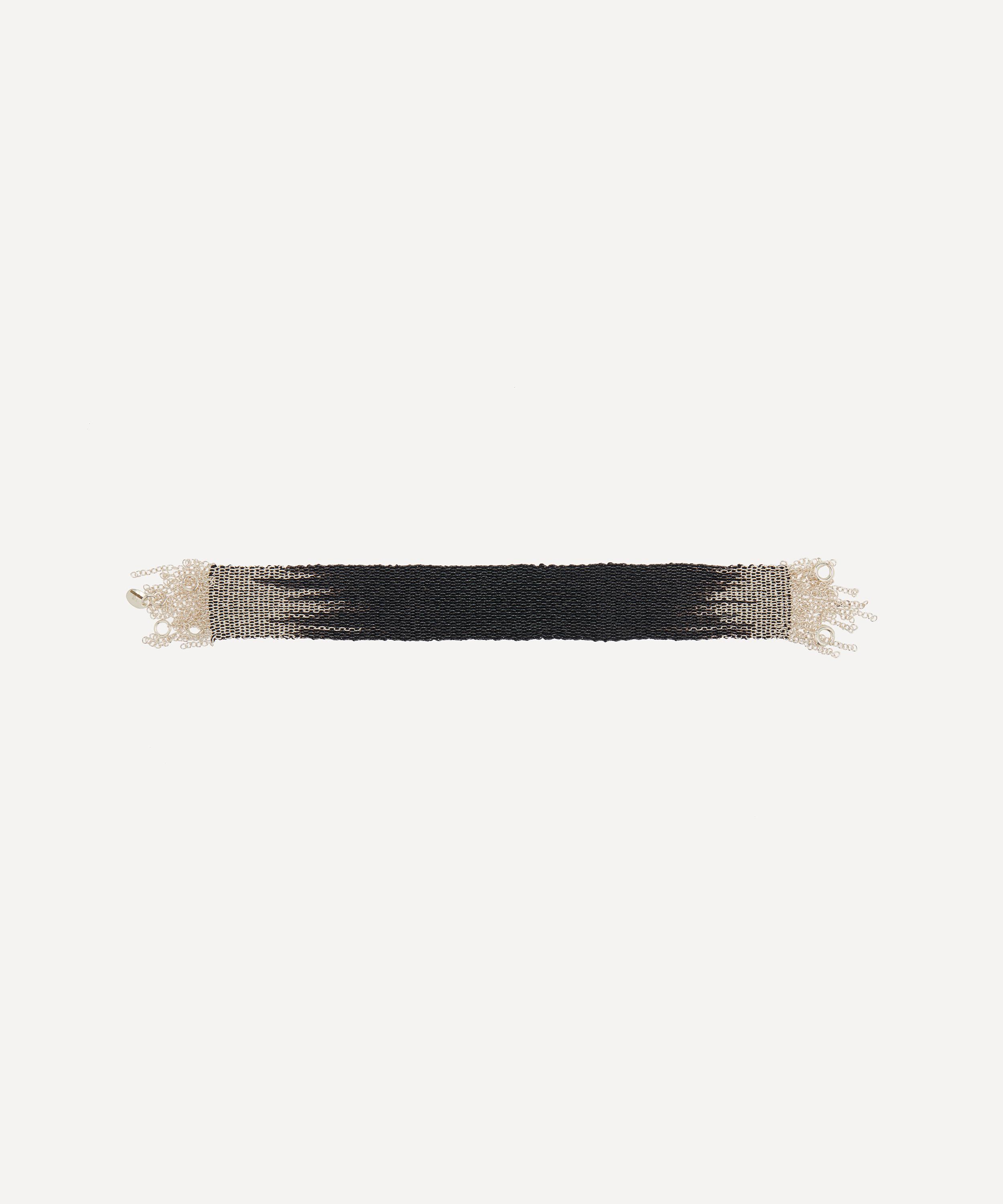 Stephanie Schneider - Oxidised Silver Wide Woven Chain Bracelet image number 0