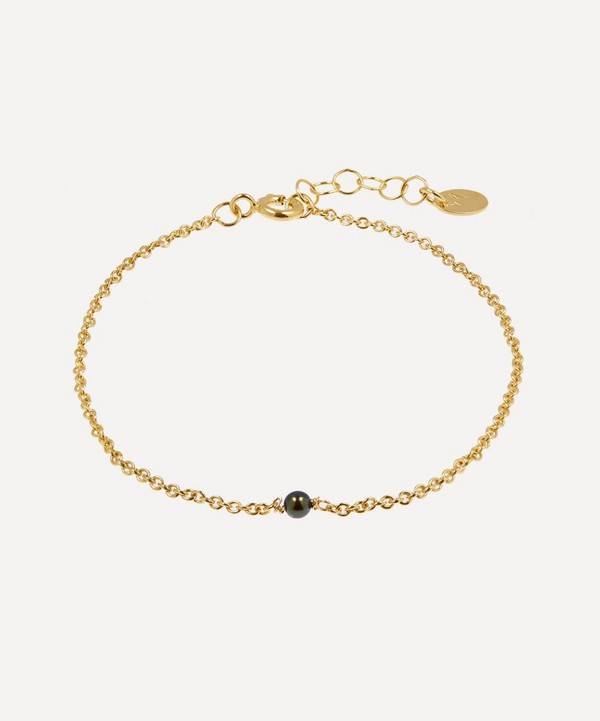 Stephanie Schneider - Gold-Plated Black Akoya Pearl Chain Bracelet image number null