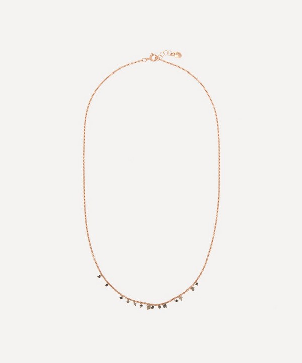 Stephanie Schneider - Rose Gold-Plated Grey Diamond and Blue Sapphire Chain Necklace image number null