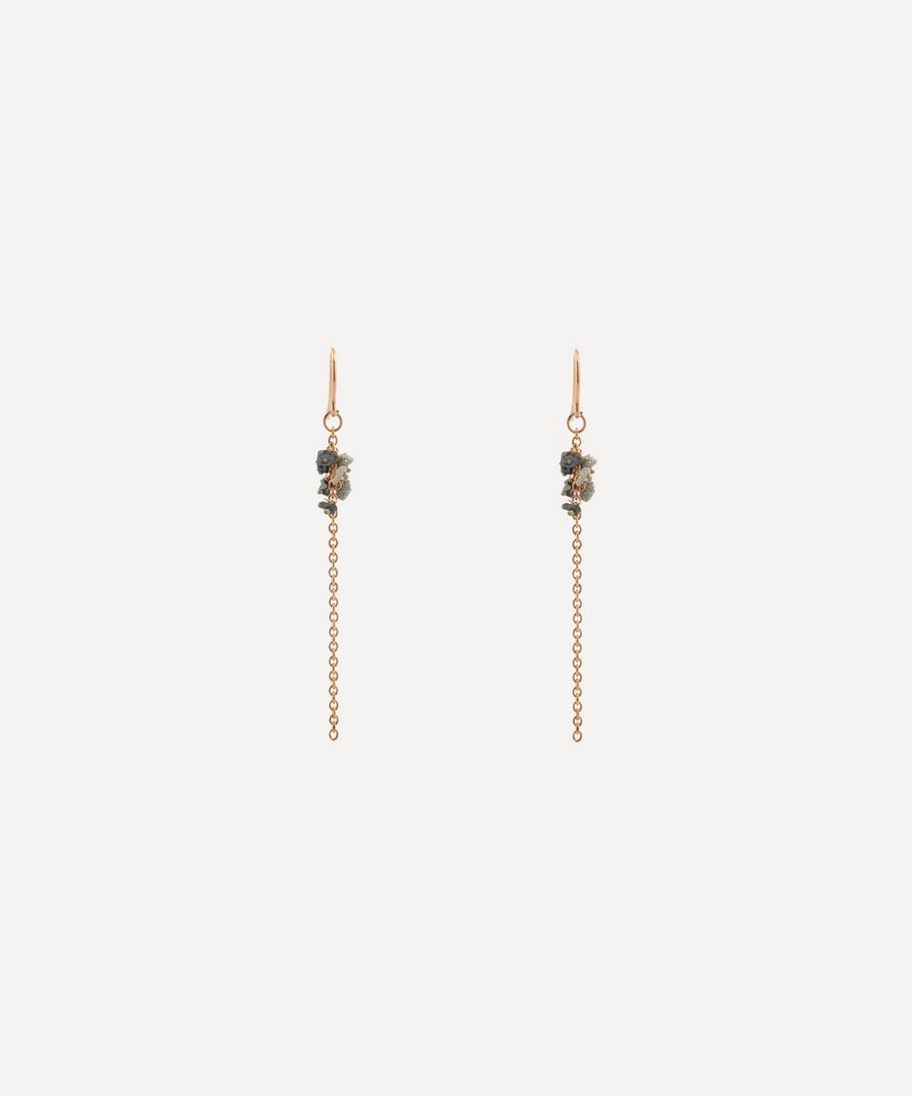 Stephanie Schneider - Rose Gold-Plated Grey Diamond and Blue Sapphire Chain Earrings
