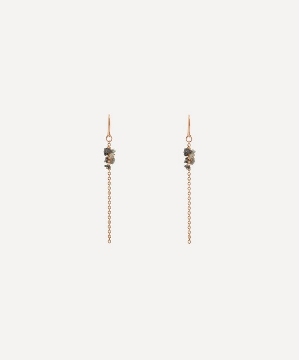 Stephanie Schneider - Rose Gold-Plated Grey Diamond and Blue Sapphire Chain Earrings image number null