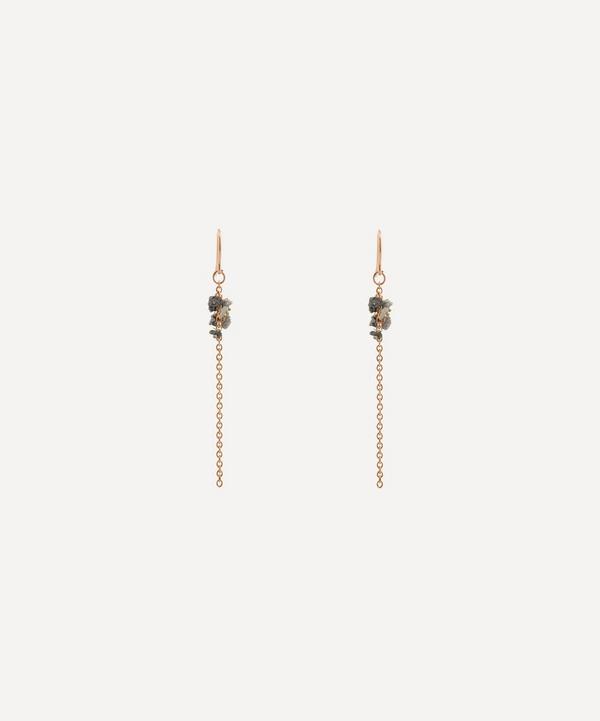 Stephanie Schneider - Rose Gold-Plated Grey Diamond and Blue Sapphire Chain Earrings image number null