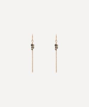 Rose Gold-Plated Grey Diamond and Blue Sapphire Chain Earrings