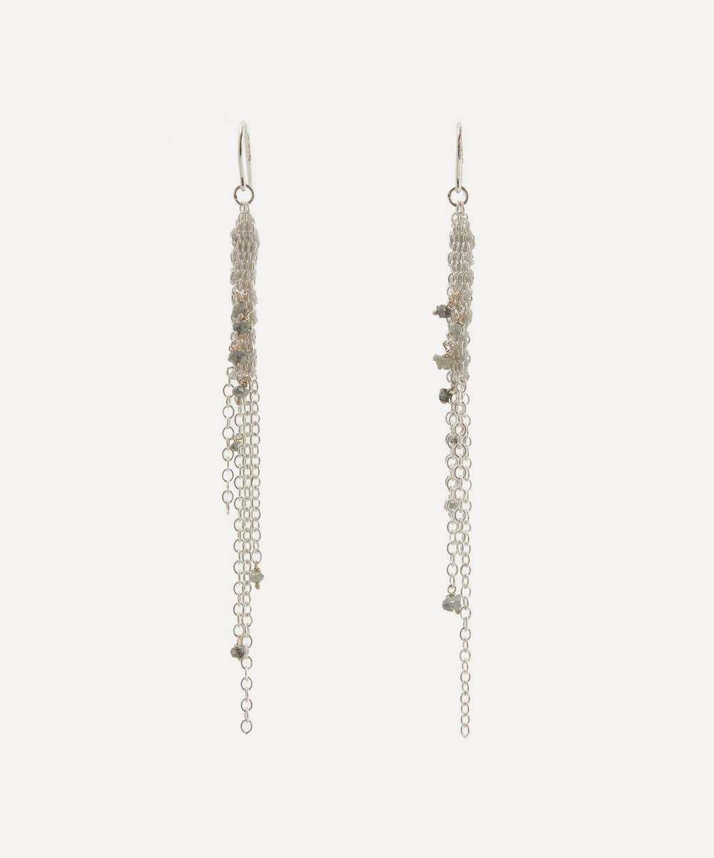 Stephanie Schneider - Sterling Silver Raw Grey Diamond Chain Drop Earrings