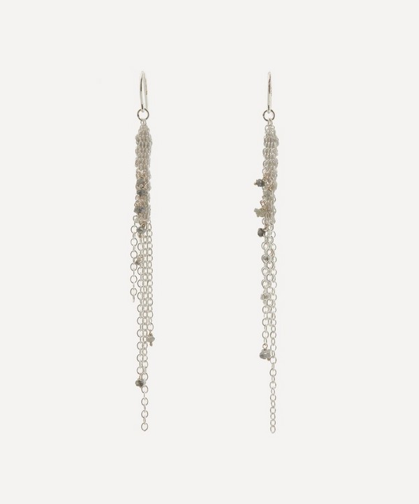 Stephanie Schneider - Sterling Silver Raw Grey Diamond Chain Drop Earrings image number null