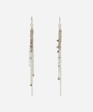 Sterling Silver Raw Grey Diamond Chain Drop Earrings