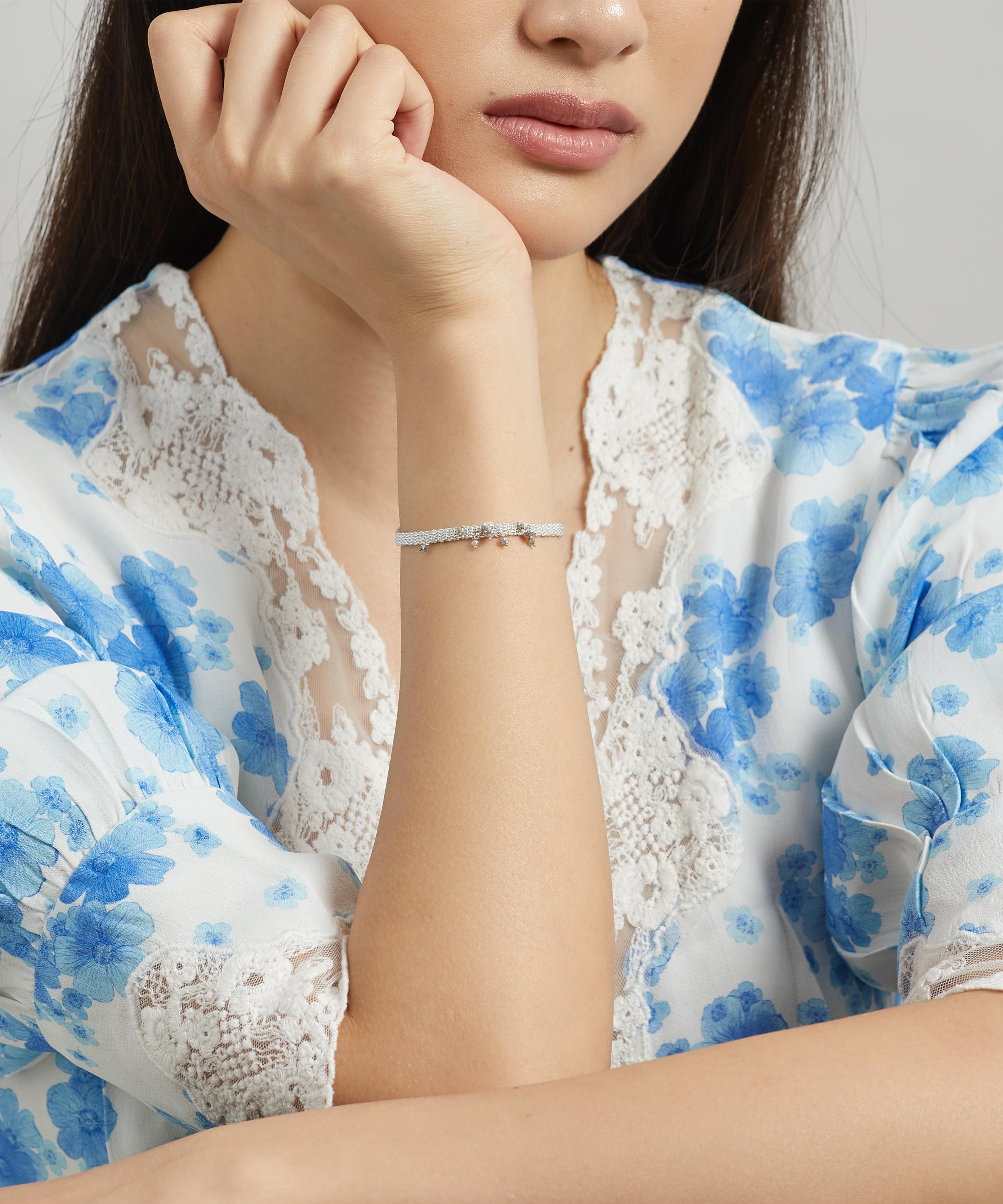 Stephanie Schneider - Sterling Silver Grey Diamond Woven Chain Bracelet image number 1