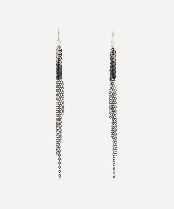 Stephanie Schneider - Oxidised Silver Chain Drop Earrings image number null