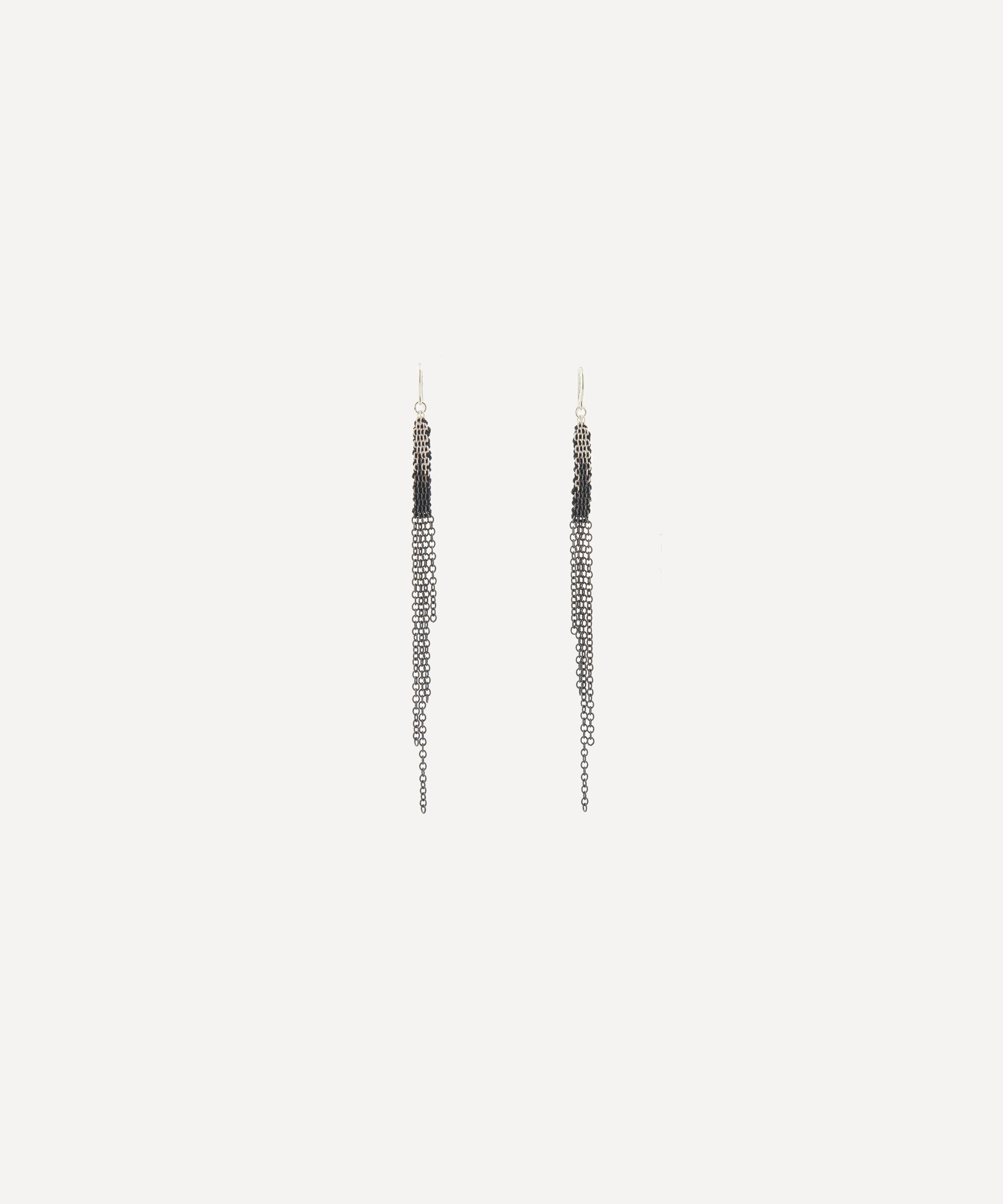 Stephanie Schneider - Oxidised Silver Chain Drop Earrings image number 0