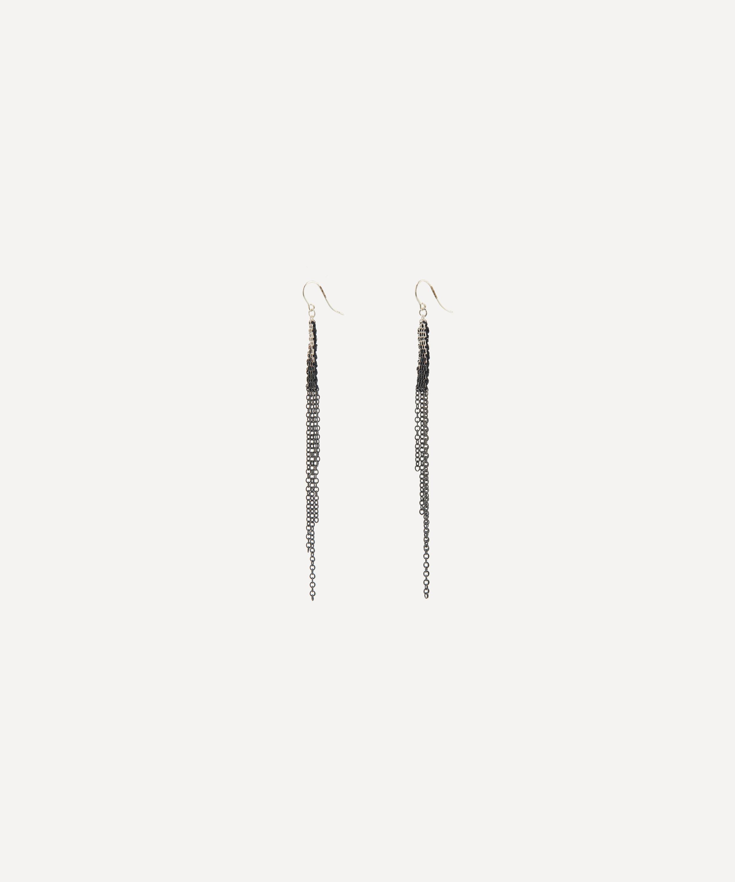 Stephanie Schneider - Oxidised Silver Chain Drop Earrings image number 2