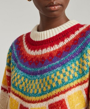 Acne Studios - Fair-Isle Rainbow Intarsia Knitted Jumper image number 4