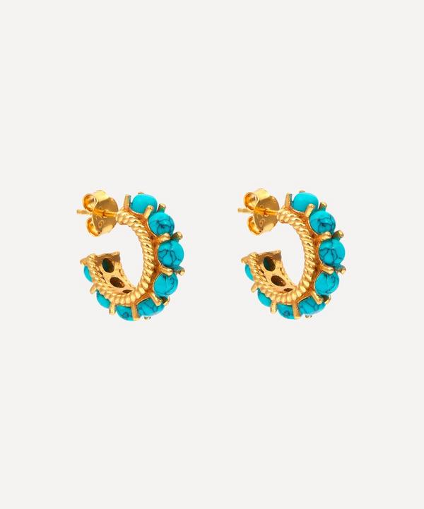 Shyla - 22ct Gold-Plated Rosalia Turquoise Hoop Earrings image number null