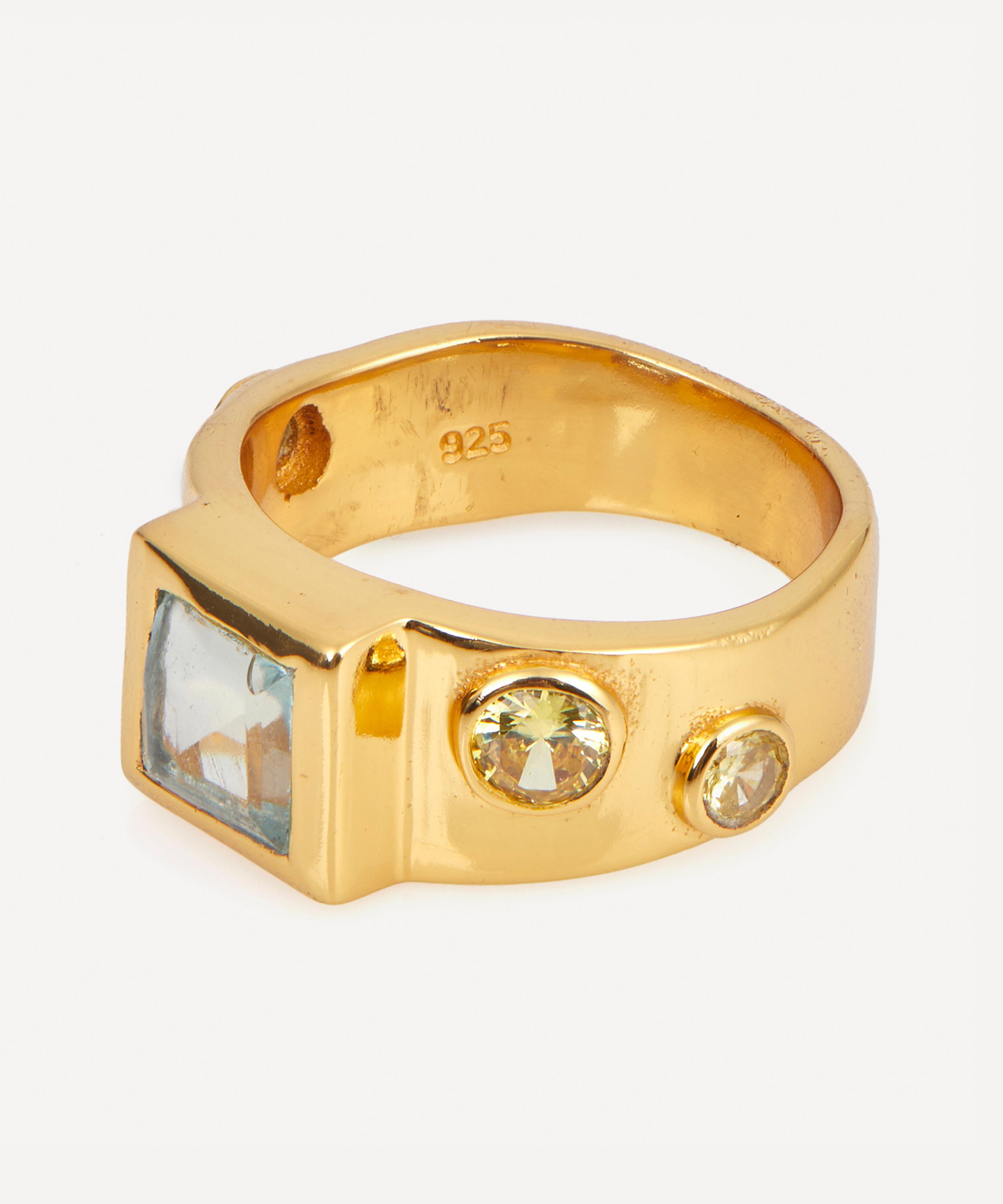 Shyla - 22ct Gold-Plated Lolita Square Cocktail Ring image number 1