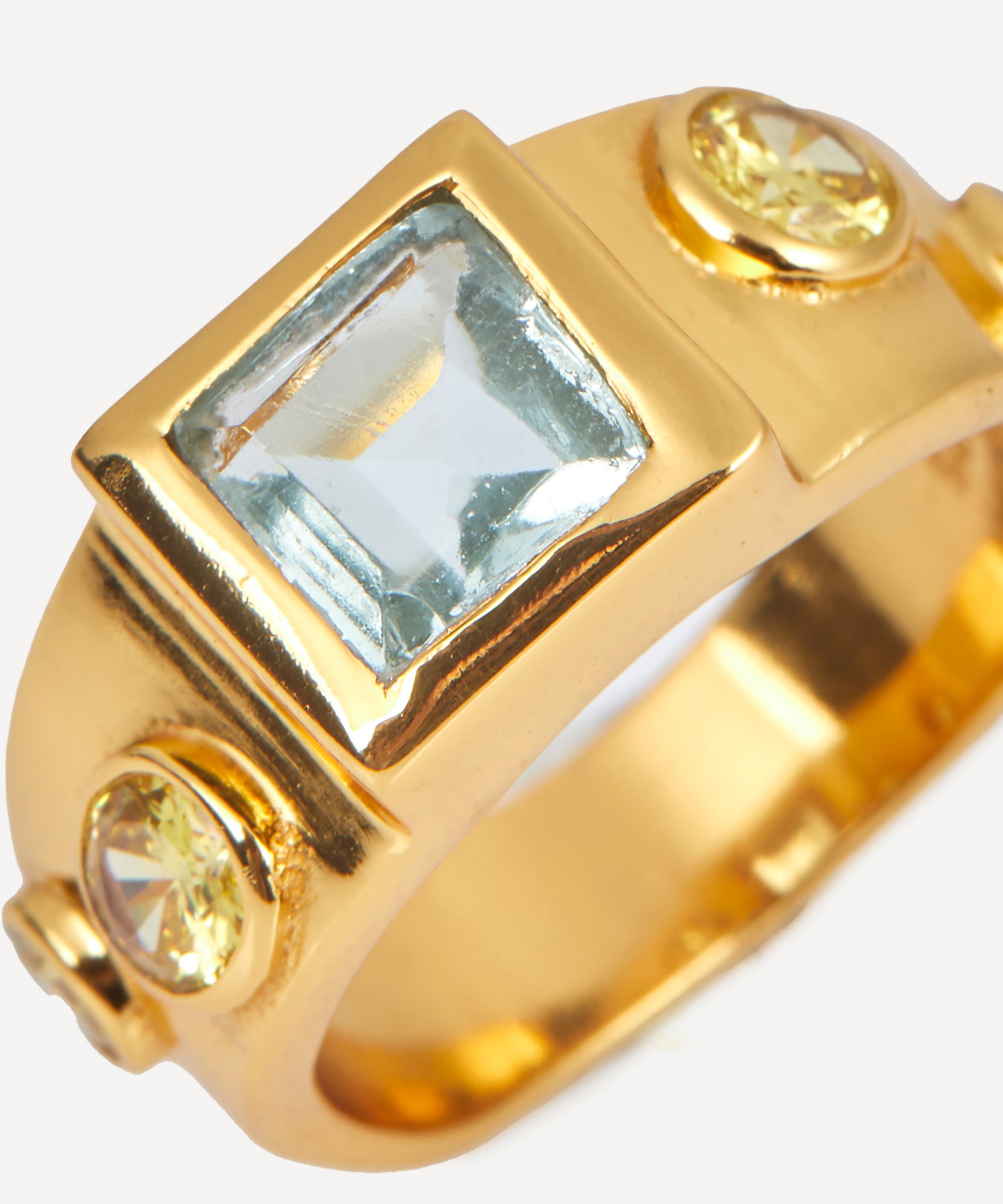 Shyla - 22ct Gold-Plated Lolita Square Cocktail Ring image number 2
