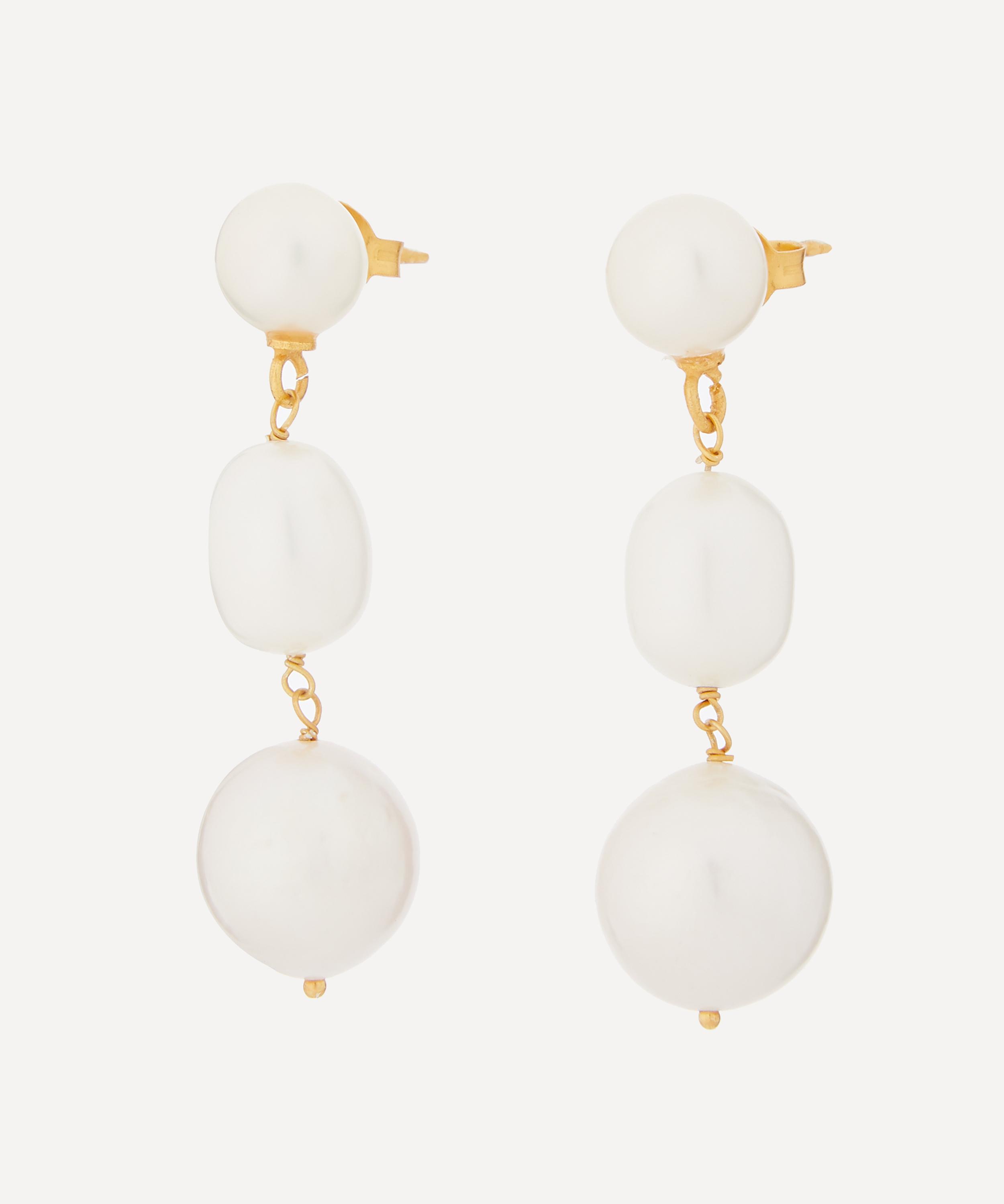 Shyla - 22ct Gold-Plated Tilda Baroque Pearl Drop Earrings image number 1