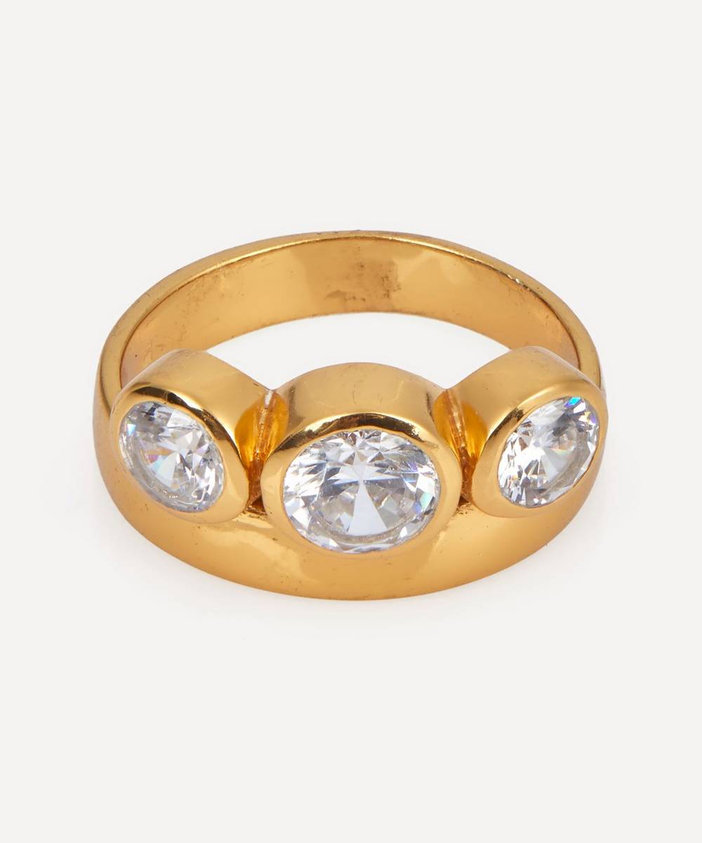 Shyla - 22ct Gold-Plated Stellar Trio Stone Ring