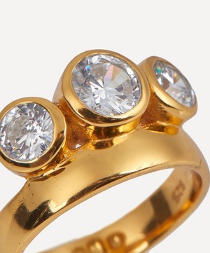 Shyla - 22ct Gold-Plated Stellar Trio Stone Ring image number 2