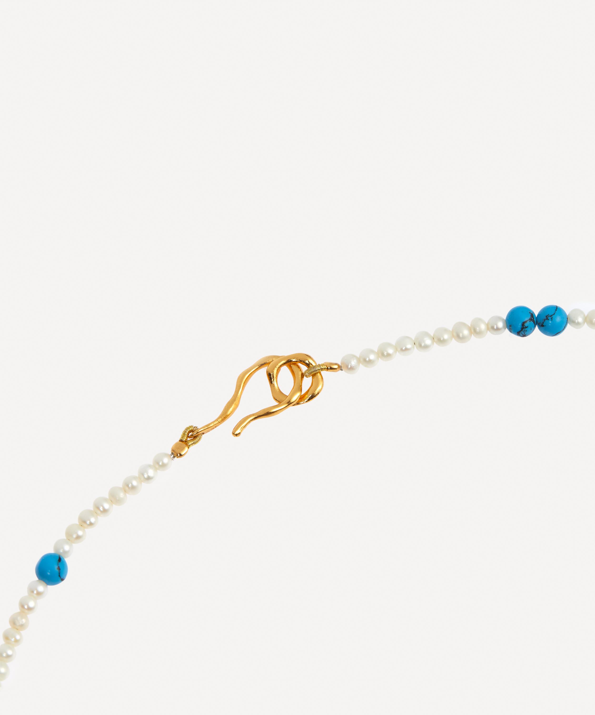 Shyla - 22ct Gold-Plated Marnie Pearl and Turquoise Necklace image number 1