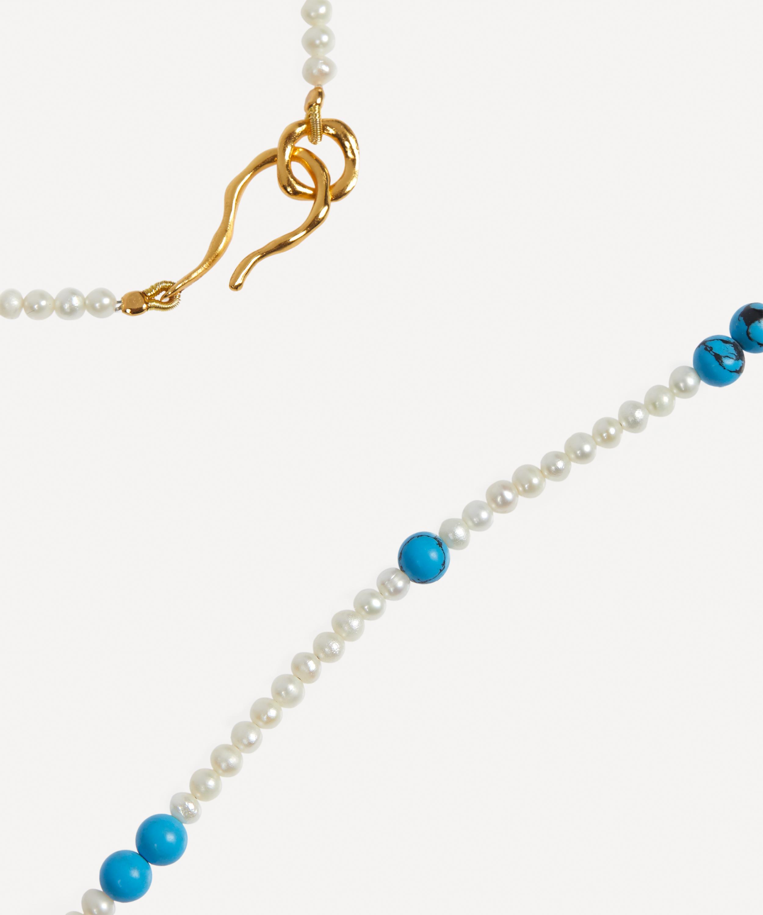 Shyla - 22ct Gold-Plated Marnie Pearl and Turquoise Necklace image number 2