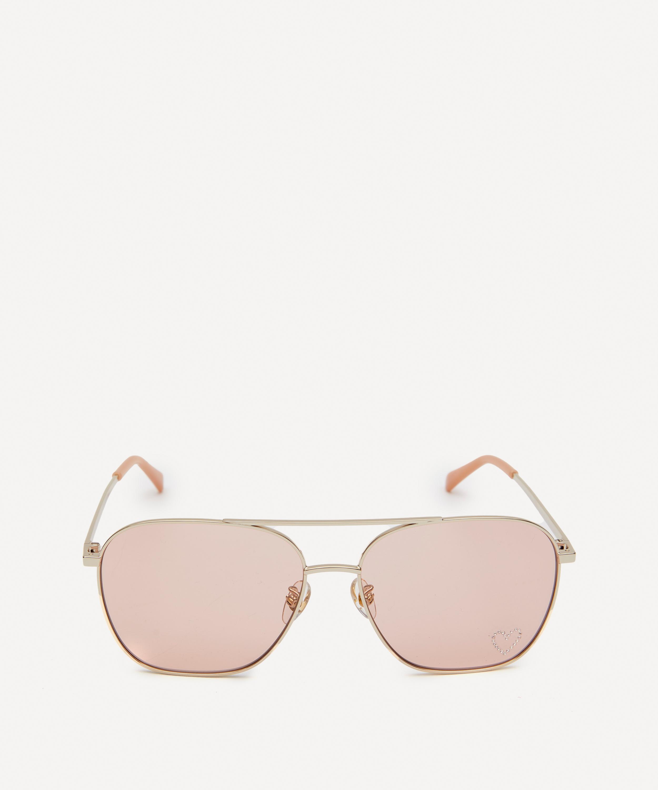 Stella McCartney - Metal Heart Embellished Aviator Sunglasses image number 0