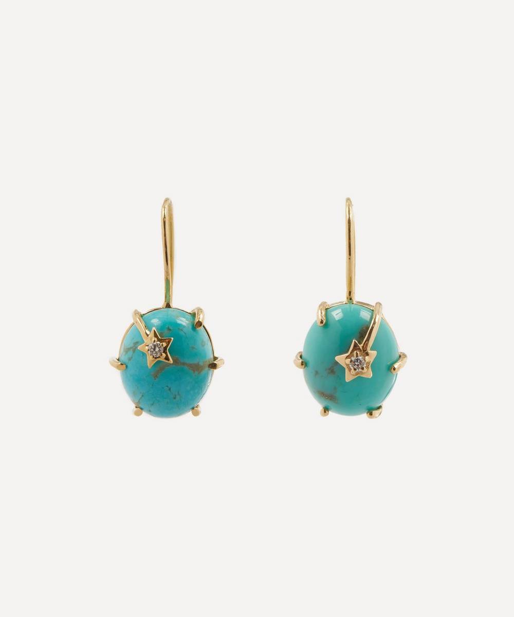 Andrea Fohrman - 14ct Rose Gold Mini Galaxy Turquoise Drop Earrings