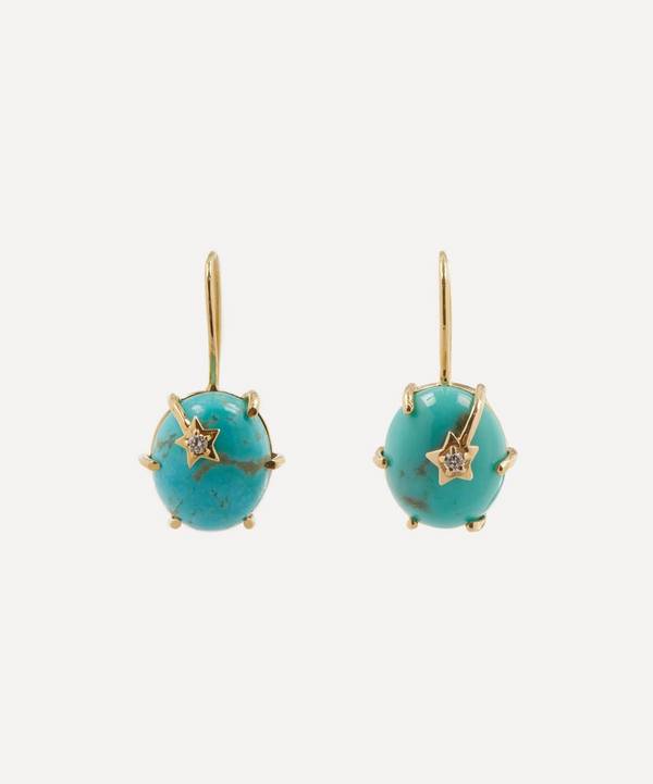 Andrea Fohrman - 14ct Rose Gold Mini Galaxy Turquoise Drop Earrings image number 0
