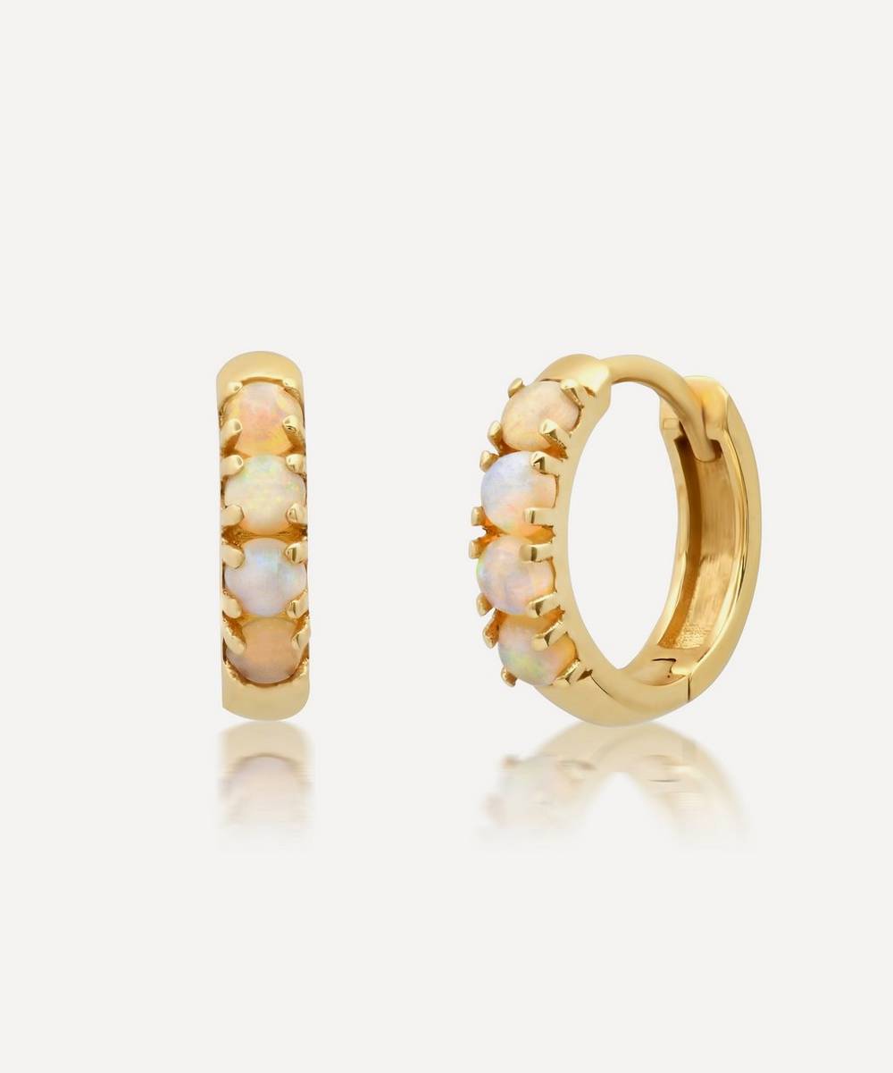 Andrea Fohrman - 14ct Gold Small Chubby Opal Pave’ Huggie Hoop Earrings