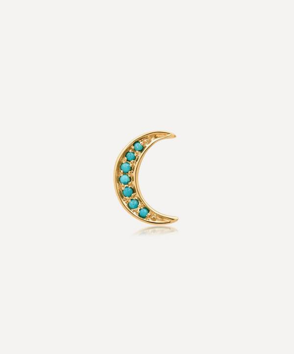Andrea Fohrman - 14ct Gold Mini Crescent Turquoise Stud Earring image number 0