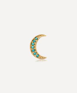14ct Gold Mini Crescent Turquoise Stud Earring