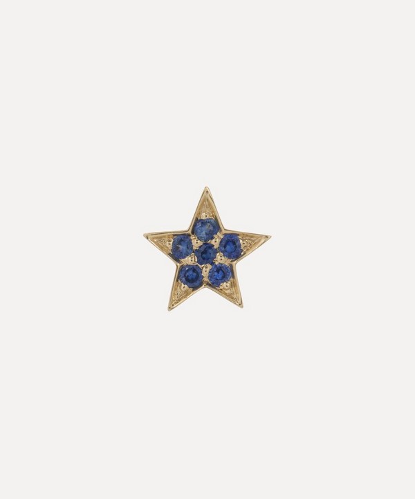 Andrea Fohrman - 14ct Gold Mini Star Blue Sapphire Stud Earring image number null