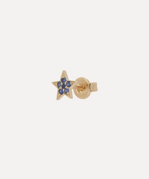 Andrea Fohrman - 14ct Gold Mini Star Blue Sapphire Stud Earring image number 2
