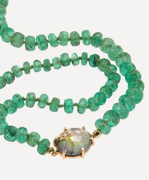 Andrea Fohrman - 14ct Gold Emerald And Mother Of Pearl Beaded Necklace image number 2