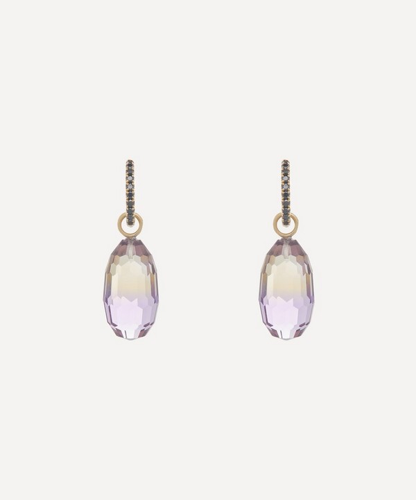 Andrea Fohrman - 14ct Gold Bolivian Ametrine Briolette And Black Diamond Drop Earrings image number null