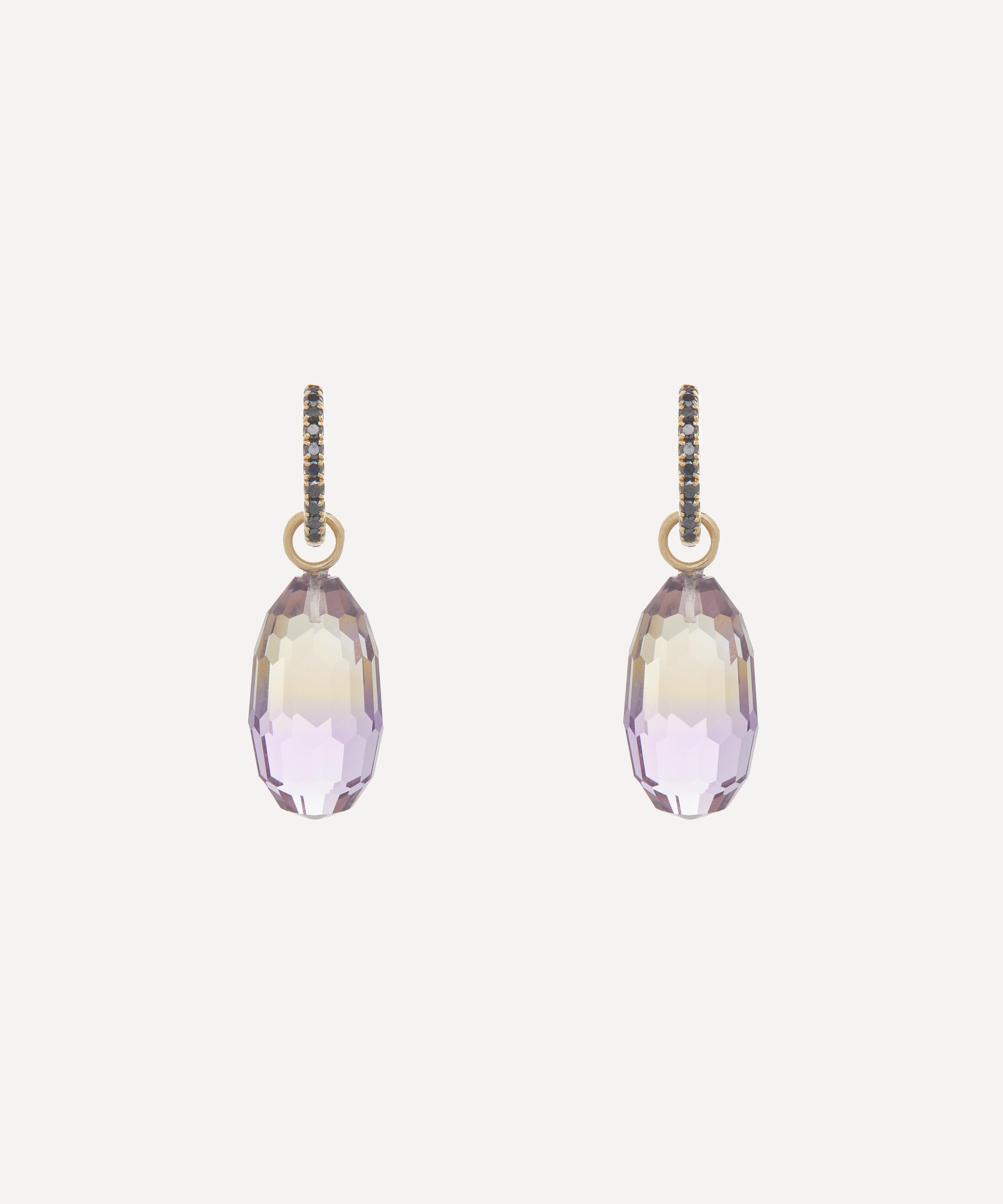 Andrea Fohrman - 14ct Gold Bolivian Ametrine Briolette And Black Diamond Drop Earrings image number 0