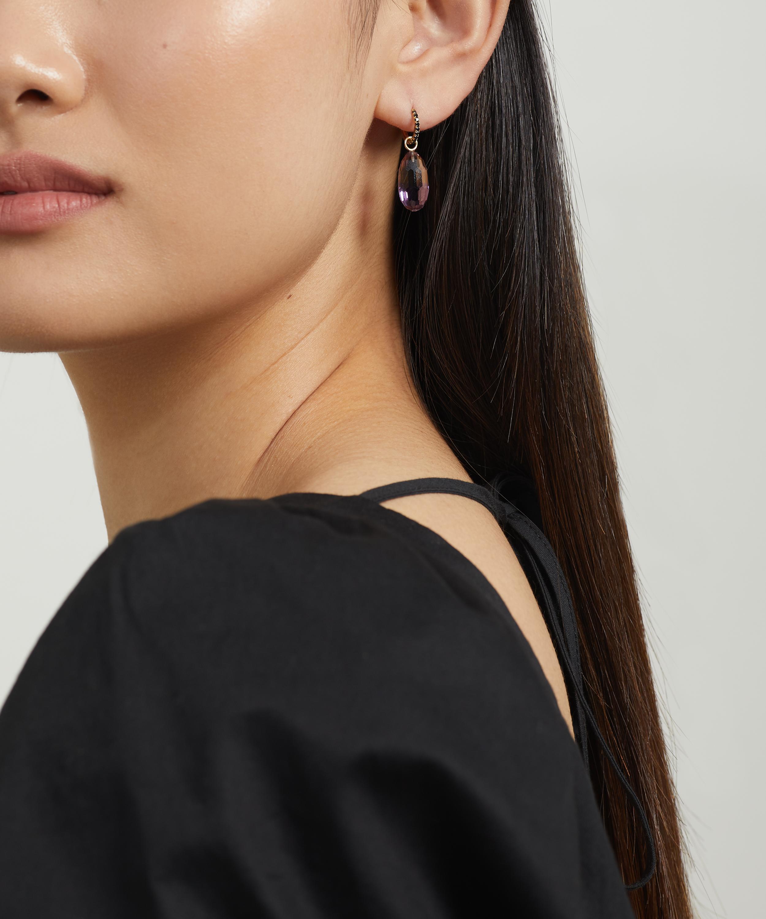 Andrea Fohrman - 14ct Gold Bolivian Ametrine Briolette And Black Diamond Drop Earrings image number 1