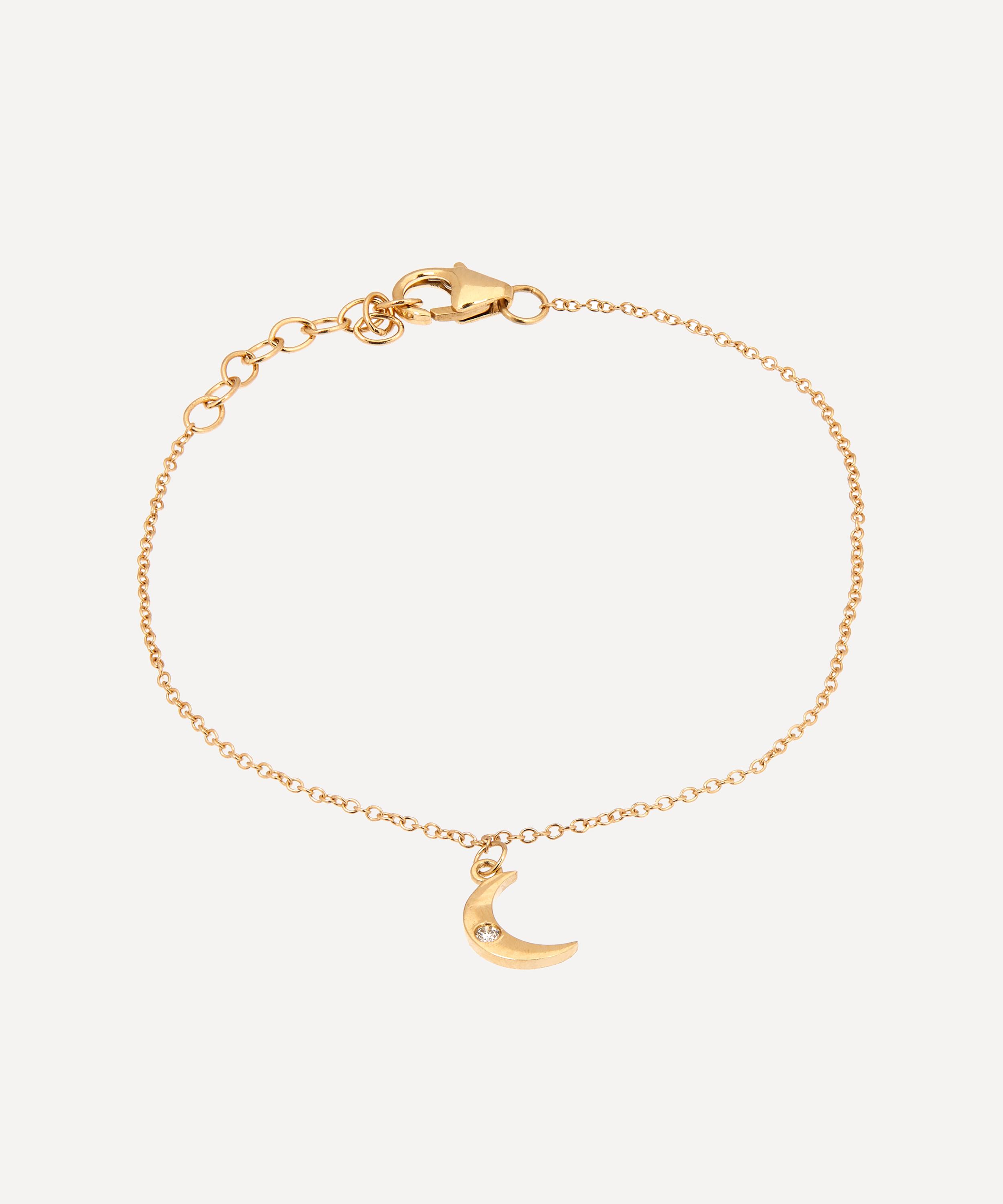 Andrea Fohrman - 14ct Gold Mini Moon Phase Diamond Crescent Charm Bracelet image number 0