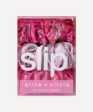 Slip - x Alice + Olivia Spring Rose Silk Scrunchie Pack of 3 image number 1